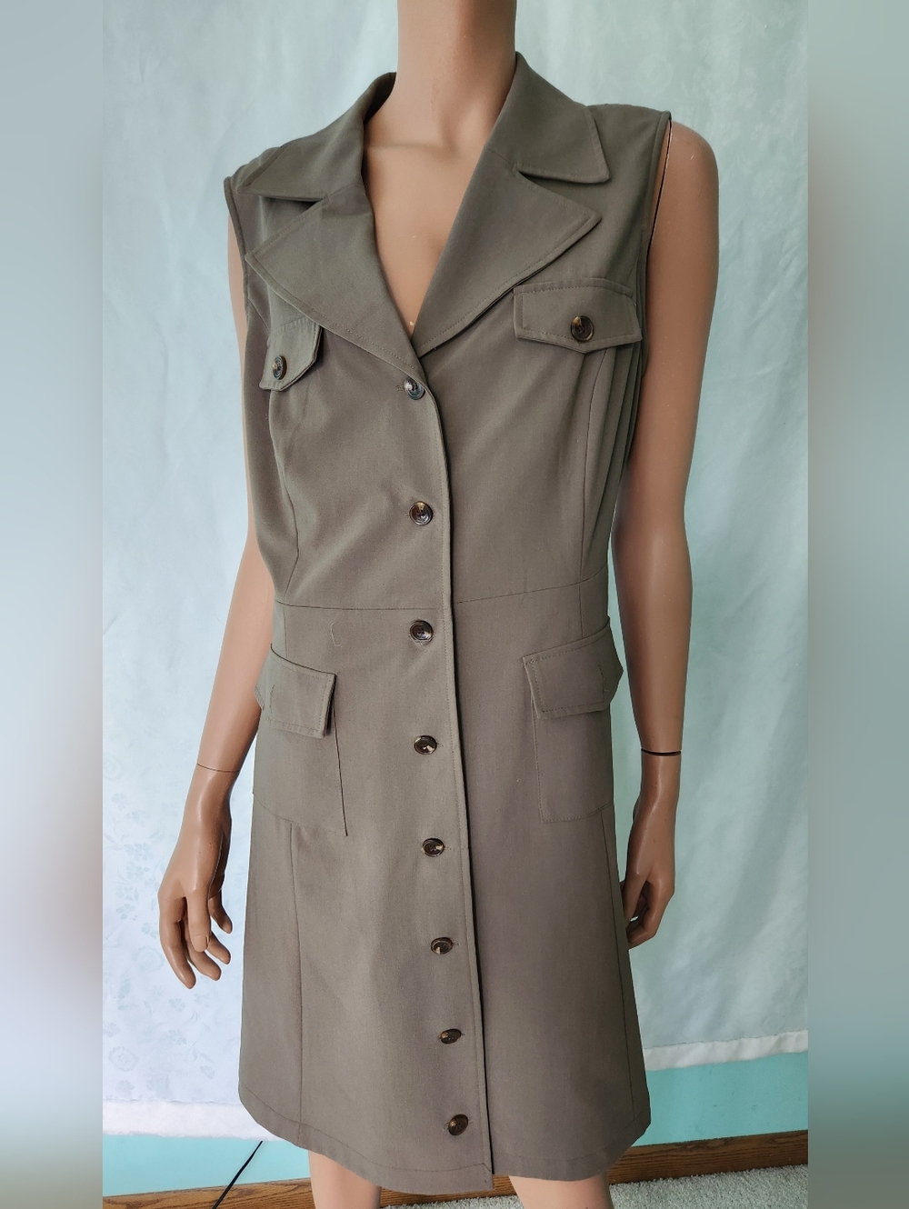 CALVIN KLEIN Sleeveless Button Front Dress Work Size 16